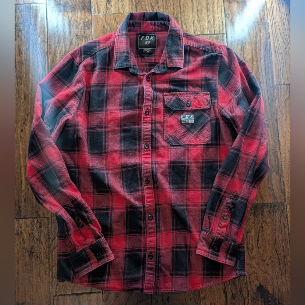 Fox Red and Black Flannel Button Down Shirt